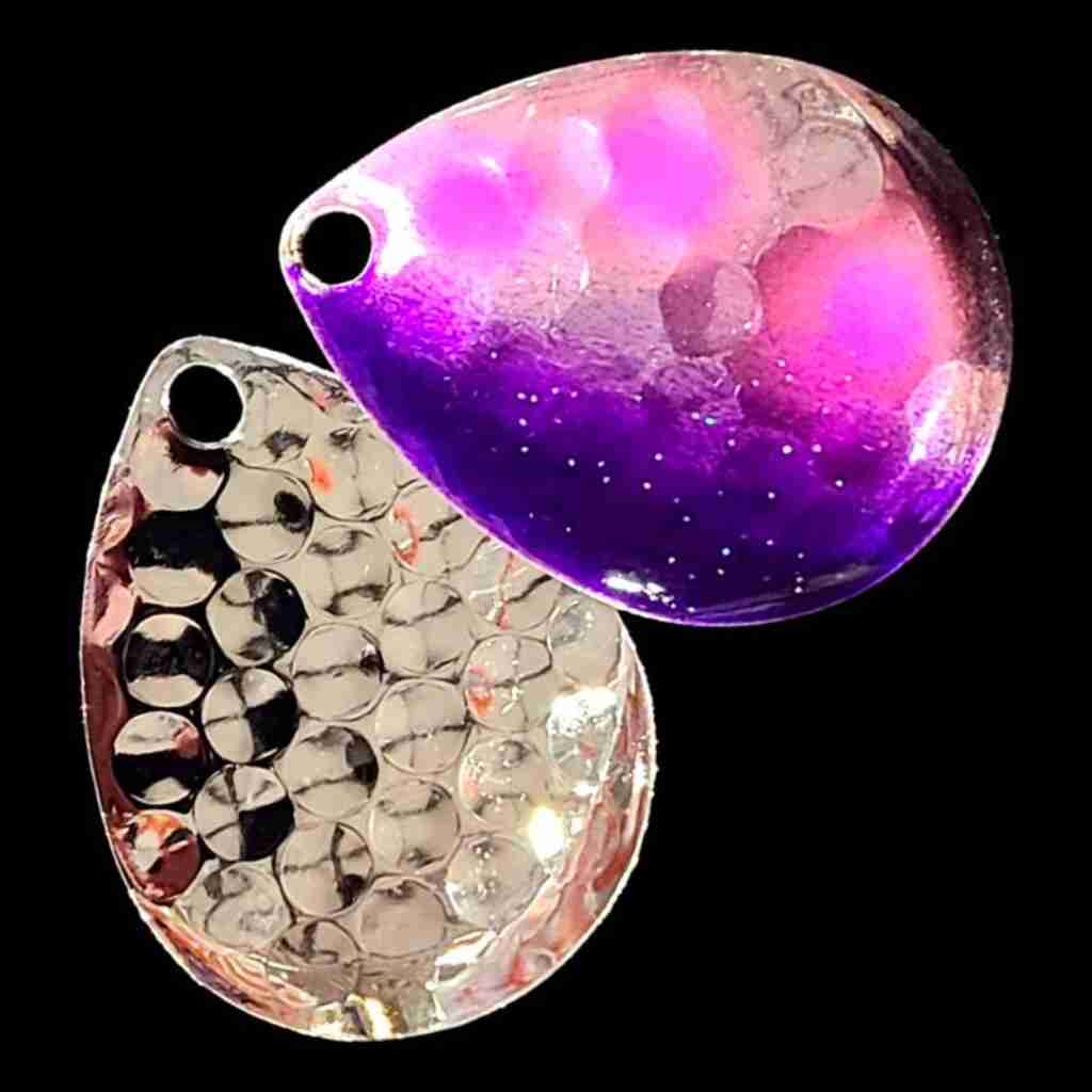 Bago Lures Grape Jelly Deep Cup Colorado Blade with silver back.