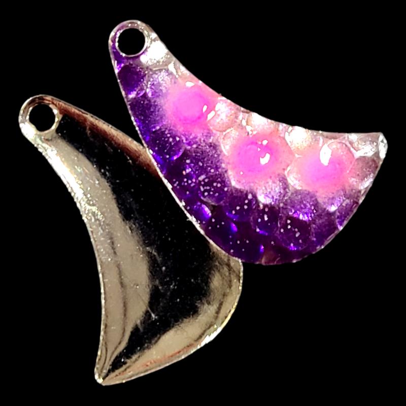 Bago Lures Grape Jelly Walleye Whisperer Hatchet Spinner Blade with nickel back.