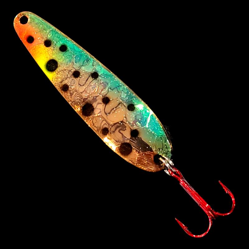 Bago Lures Green Huckleberry Walleye Whisperer Flutter Spoon.