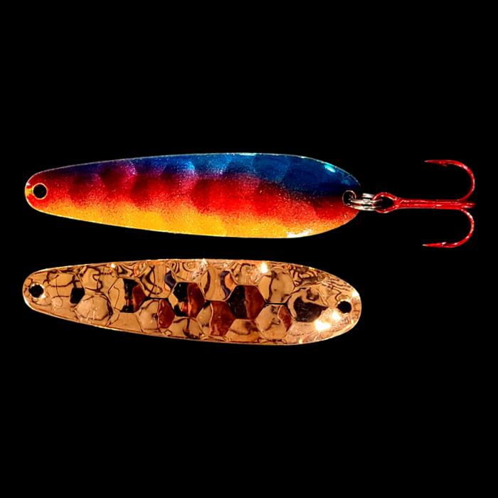 Walleye Whisperer Flutter Spoon with copper back.