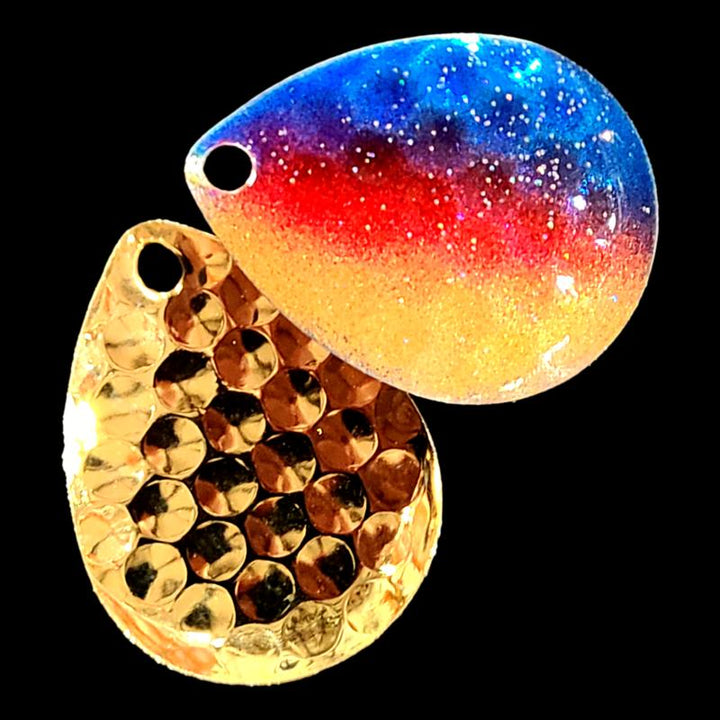 Bago Lures Metallic Superman Walleye Whisperer Deep Cup Colorado Blade with gold back.