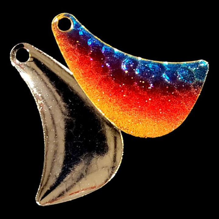 Bago Lures Metallic Superman Hatchet Blade with nickel back.