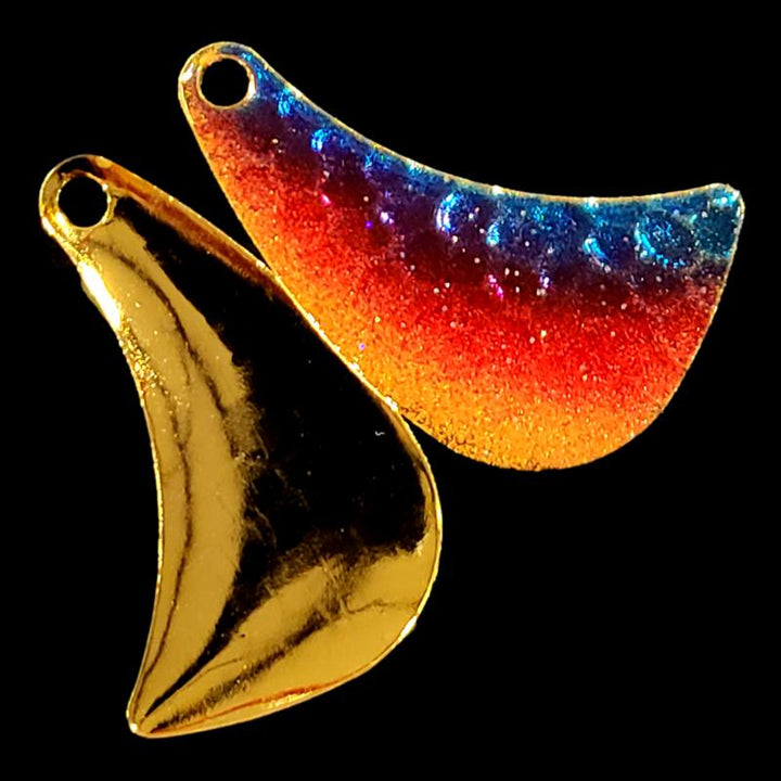 Bago Lures Metallic Superman Hatchet Blade with gold back.