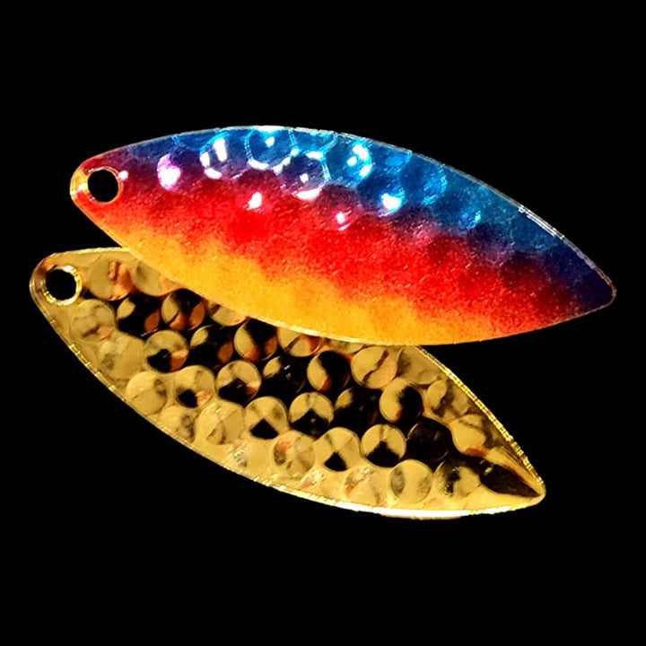 Bago Lures Metallic Superman Walleye Whisperer Willowleaf Blade with gold back.