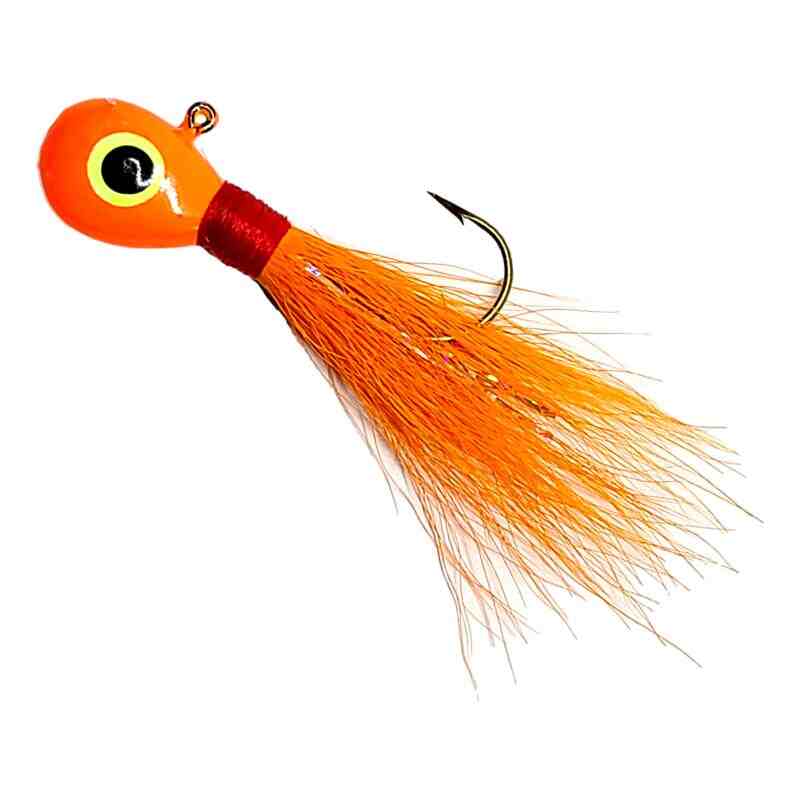 Bago Lures Orange Flat Head Bucktail Jig.