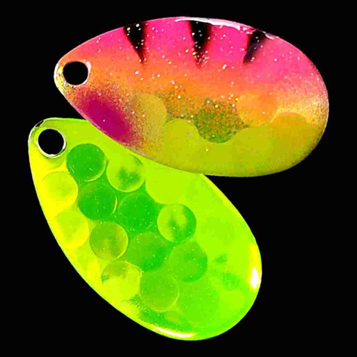 Bago Lures Pink Antifreeze Dragon Indiana Spinner Blade with antifreeze back.