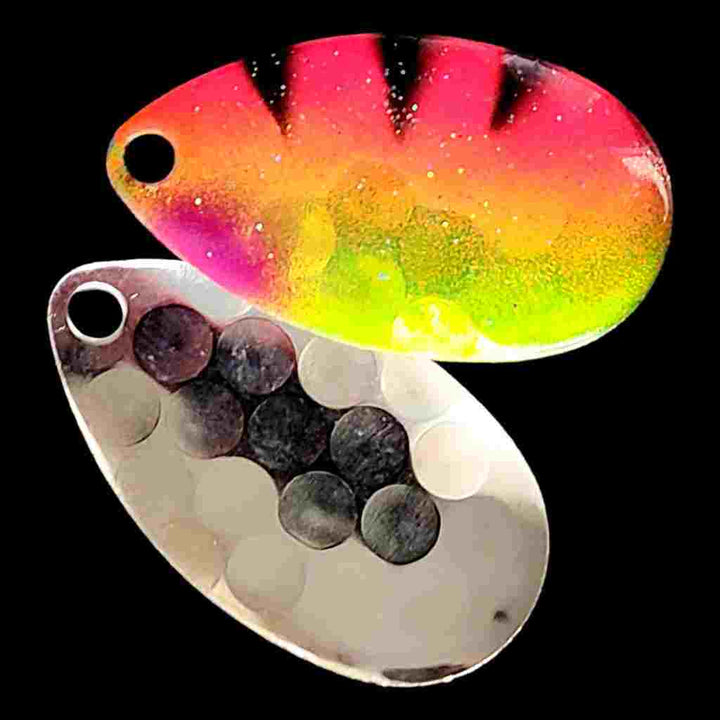 Bago Lures Pink Antifreeze Dragon Indiana Spinner Blade with silver back.