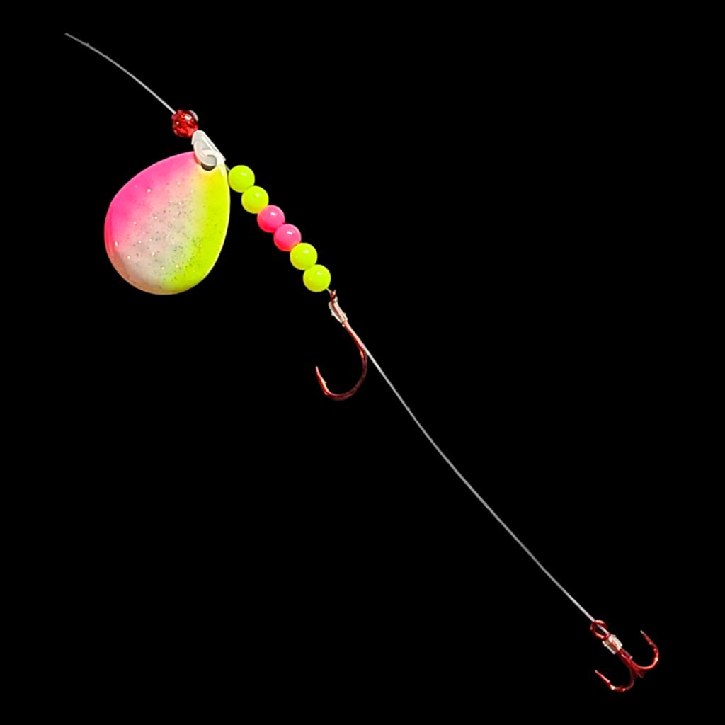 Bago Lures Pink Lemonade Crawler Harness with treble hook.