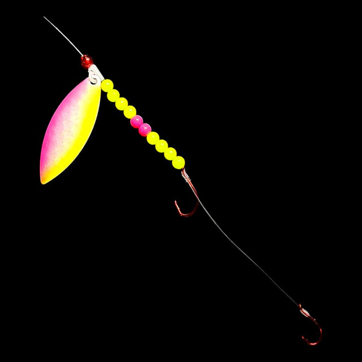 Bago Lures Pink Lemonade Willow Leaf Blade Crawler Harness.