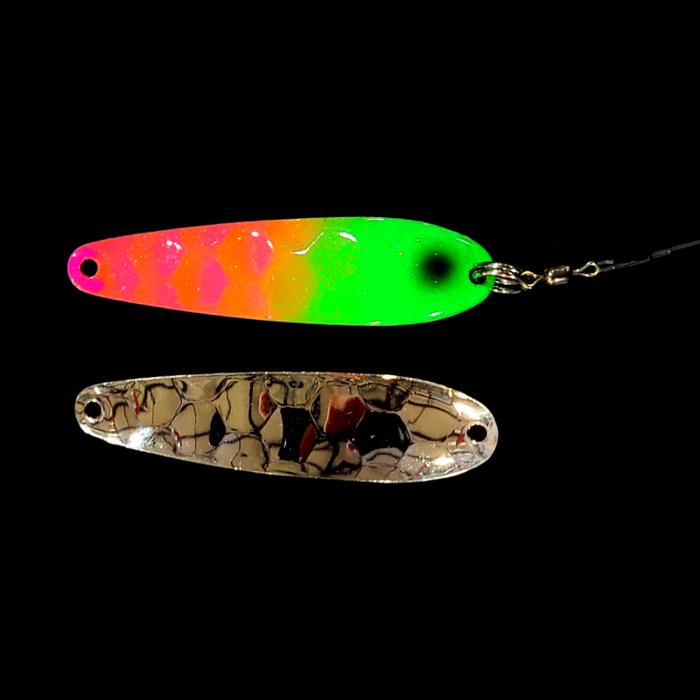 Pink Lime Attack Slow Death Whisperer Spoon Harness with silver back.