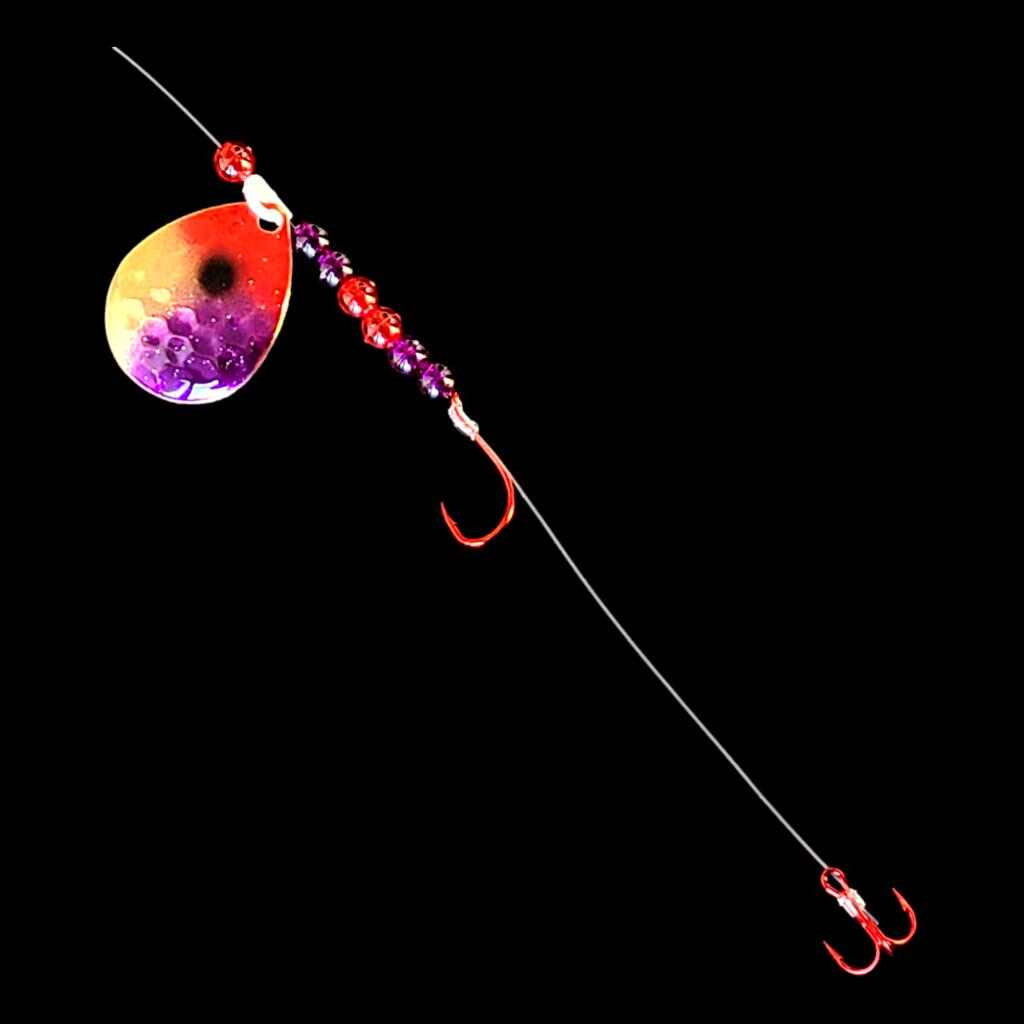 Bago Lures Purple Clown Crawler Harness with treble hook.