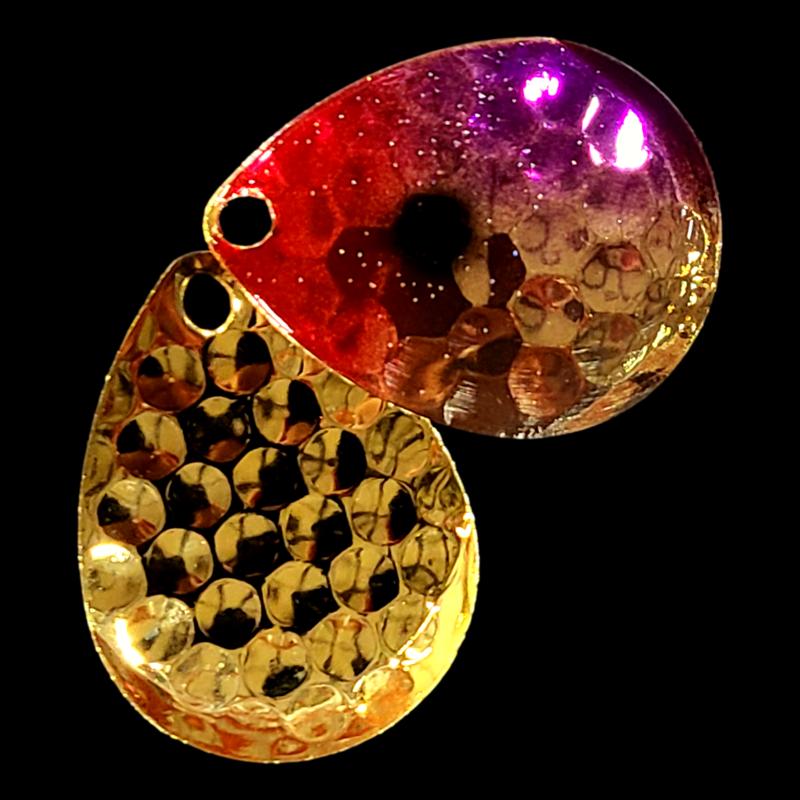 Bago Lures Purple Clown Walleye Whisperer Deep Cup Colorado Blade with gold back.