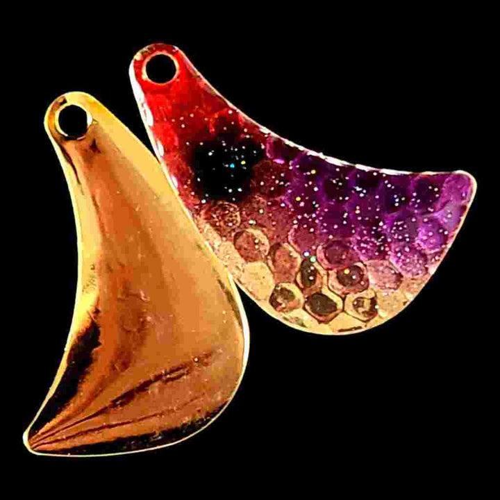 Bago Lures Purple Clown Hatchet Spinner Blade with gold back.