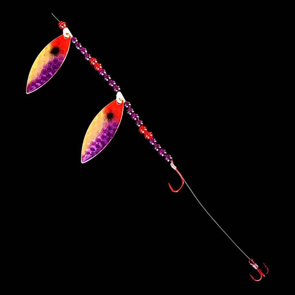 Bago Lures Tandem Willow Leaf Blade Crawler Harness with treble hook.