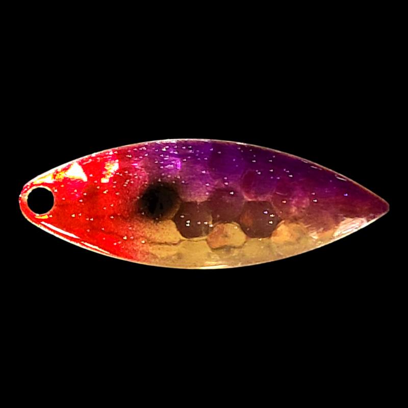 Bago Lures Purple Clown Walleye Whisperer Willowleaf Blade.