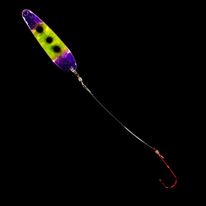 Bago Lures Purple Freeze Slow Death Whisperer Spoon Harness.