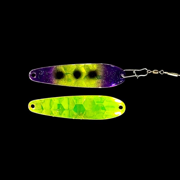 Purple Freeze Crawler Dancer Spoon Harness with antifreeze back.