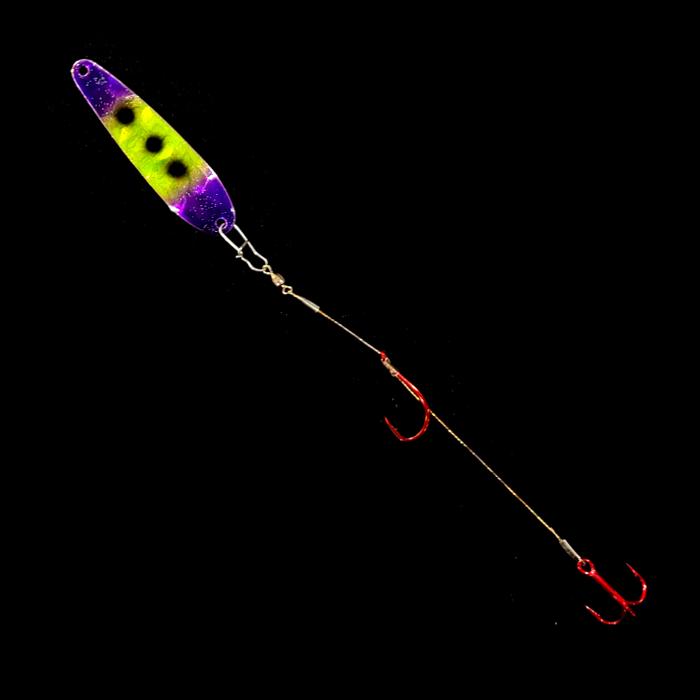 Bago Lures Purple Freeze Crawler Dancer Spoon Harness.