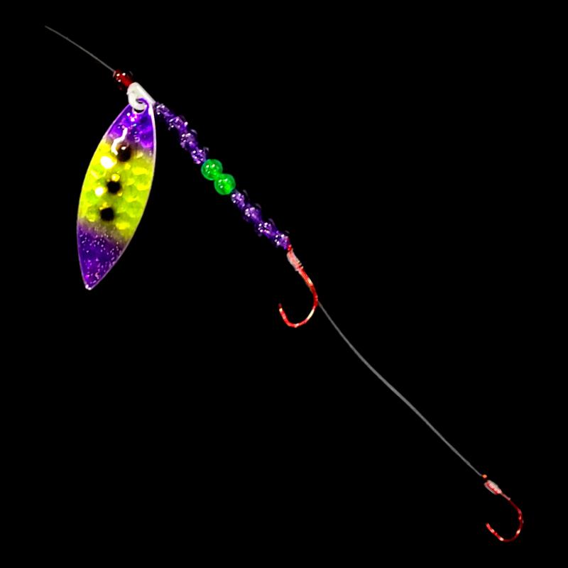Bago Lures Purple Freeze Walleye Whisperer Willow Leaf Crawler Harness.