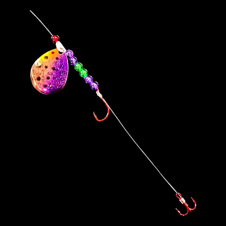 Bago Lures Purple Huckleberry Walleye Whisperer Crawler Harness with treble hook.