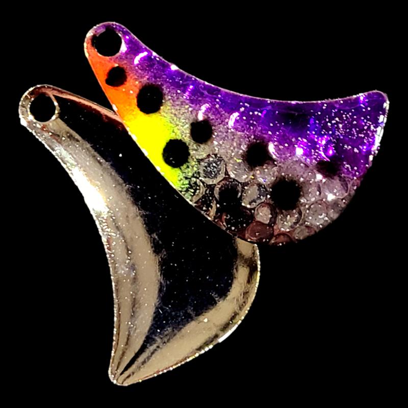 Bago Lures Purple Huckleberry Walleye Whisperer Hatchet Spinner Blade with nickel back.