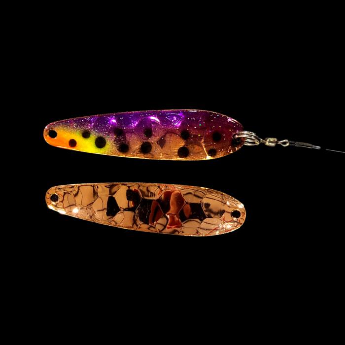 Purple Huckleberry Slow Death Whisperer Spoon Harness with copper back.