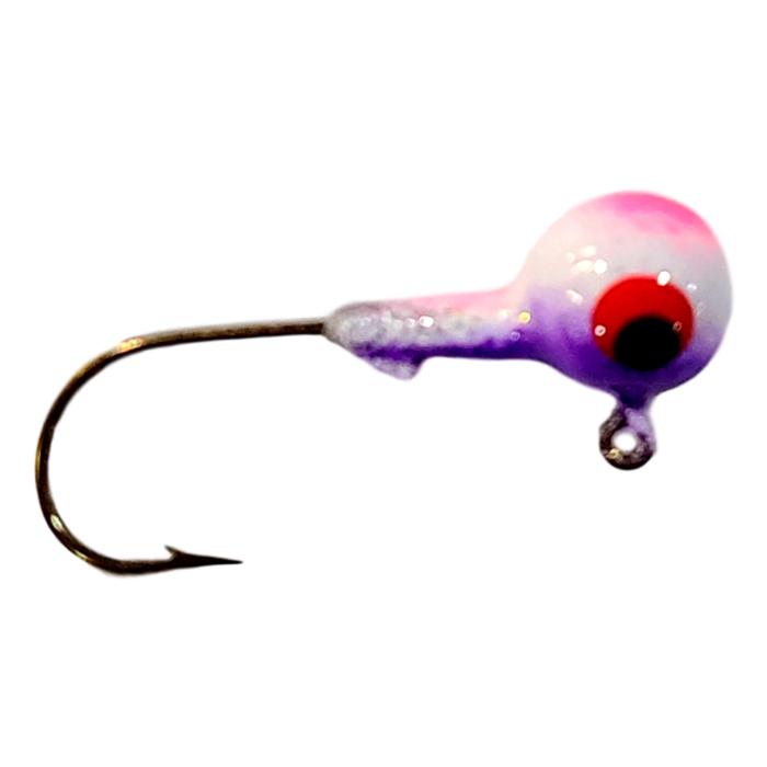 Bago Lures Purple Pink Splash Round Head Jig with bait keeper barb.