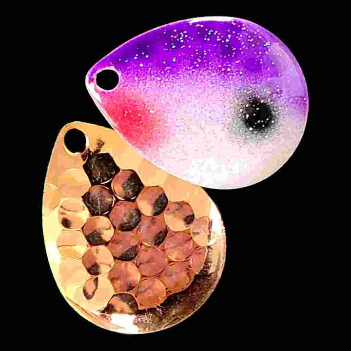 Bago Lures Purple Shad Deep Cup Colorado Blade with copper back.