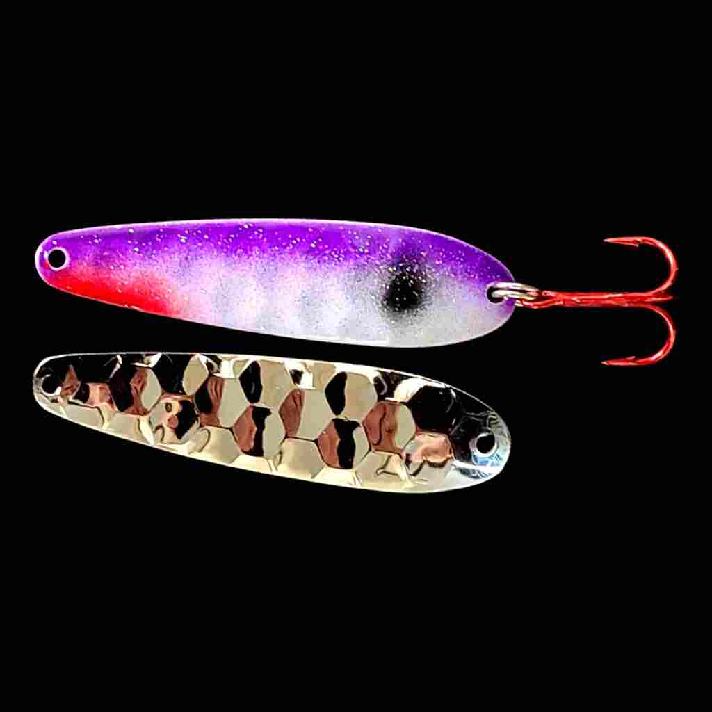 Bago Lures Purple Shad Flutter Spoon with nickel back.