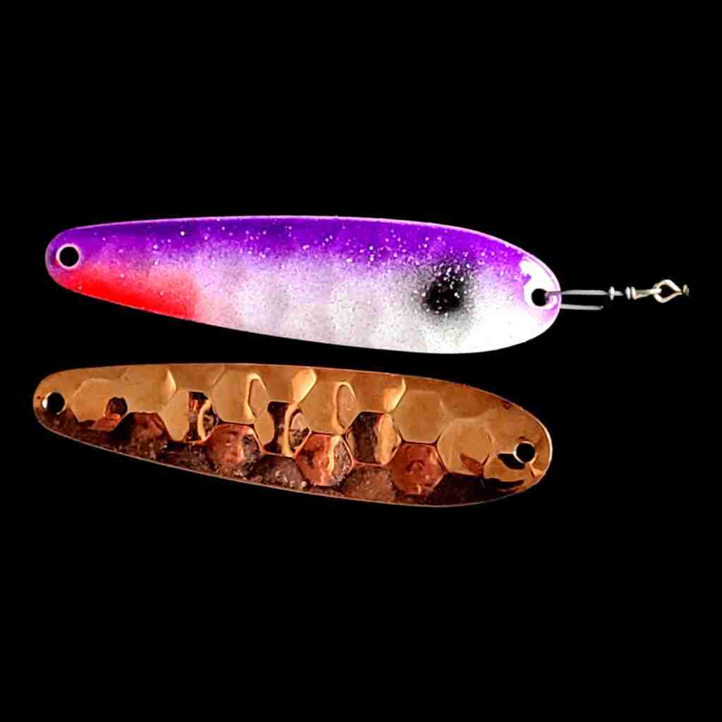 Bago Lures Purple Shad Spoon Harness with copper back.