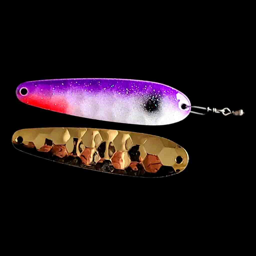 Bago Lures Purple Shad Spoon Harness with gold back.