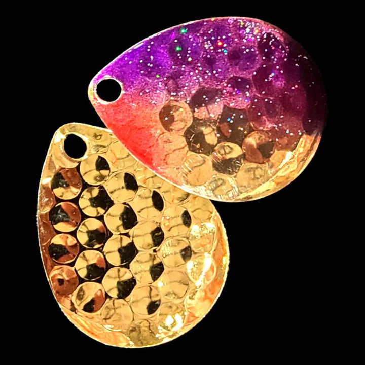 Bago Lures Purple Shiner Deep Cup Colorado Blade with gold back.