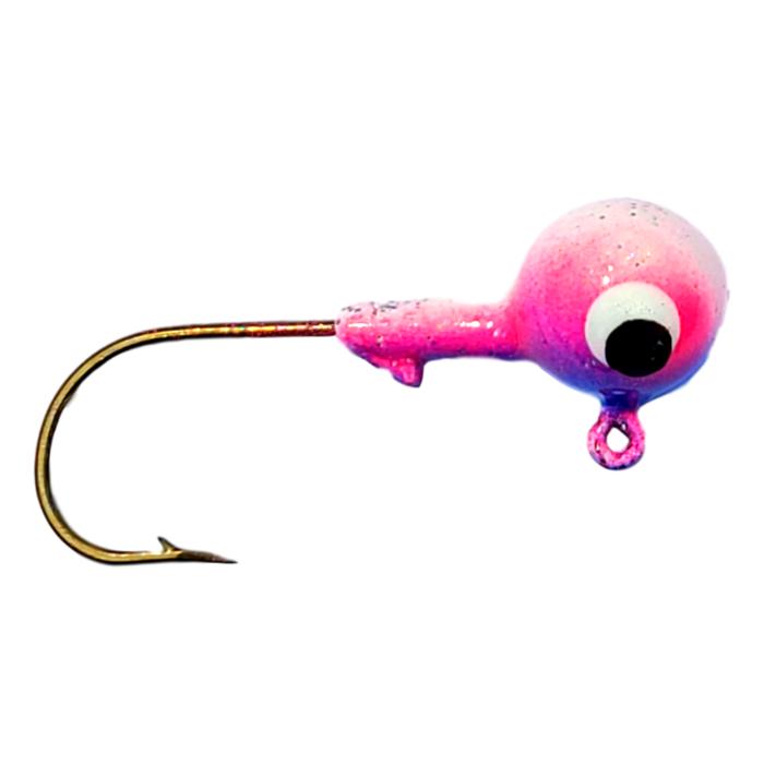 Bago Lures Rainbow Trophy Chaser Round Head Jig with bait keeper barb.