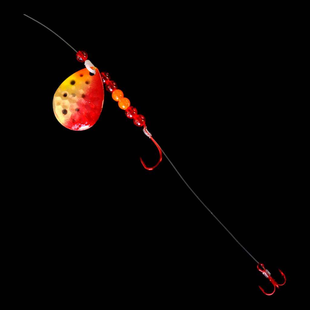 Bago Lures Red Huckleberry Crawler Harness with treble hook.