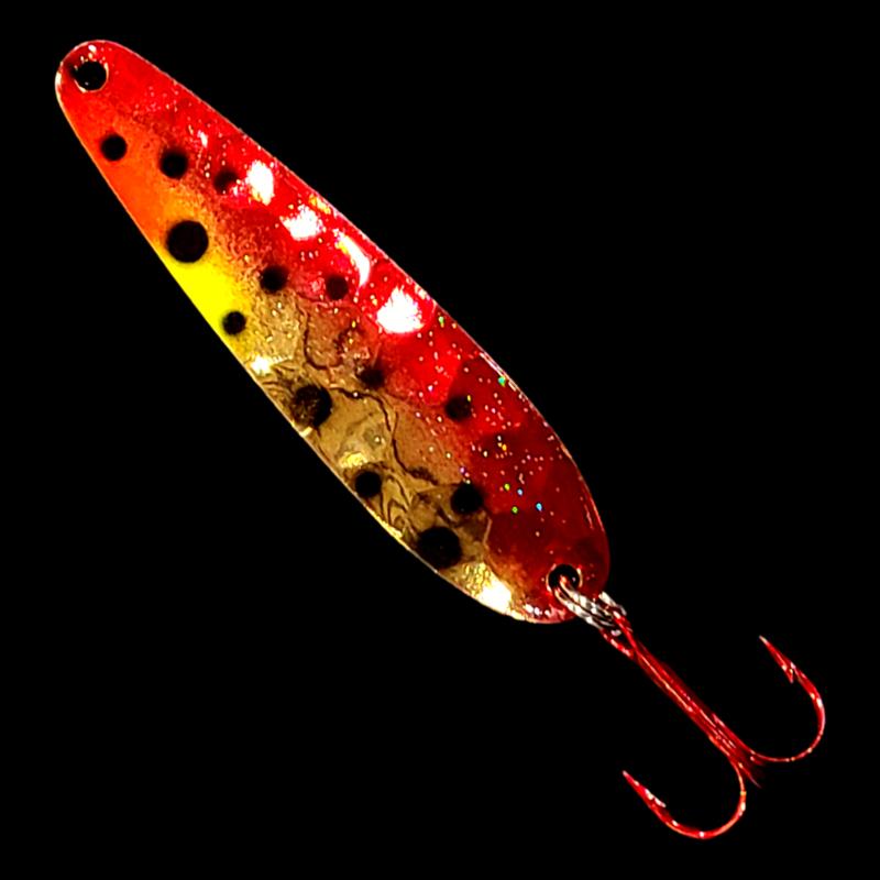 Bago Lures Red Huckleberry Walleye Whisperer Flutter Spoon.