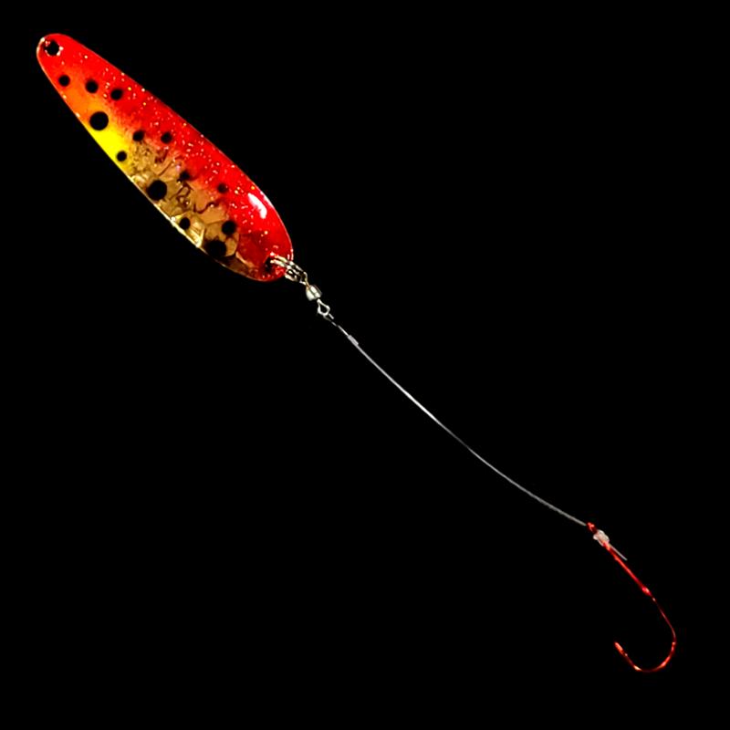 Bago Lures Red Huckleberry Slow Death Whisperer Spoon Harness.