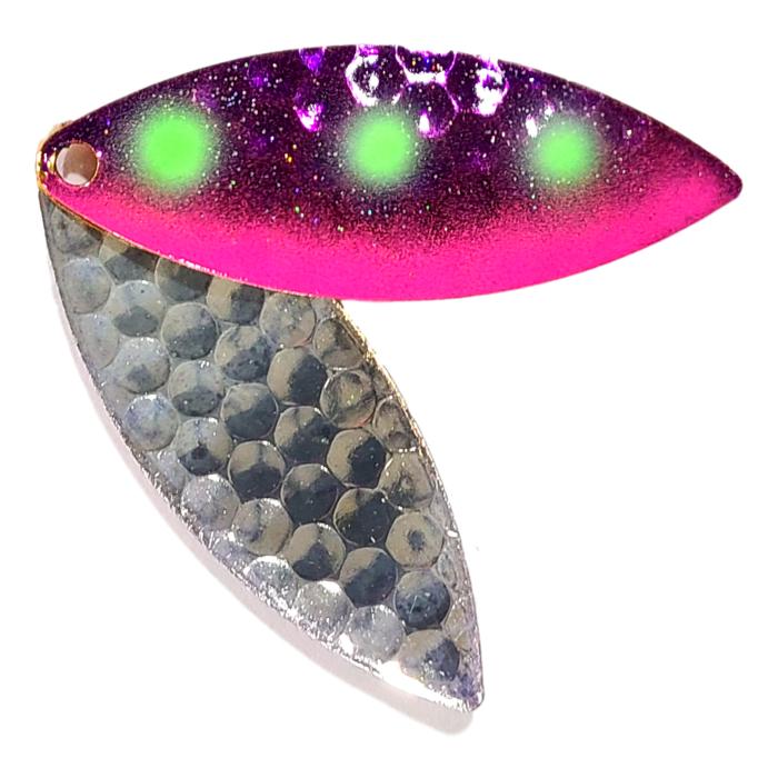 Bago Lures Reverse Muffin Willowleaf Blade with silver back.