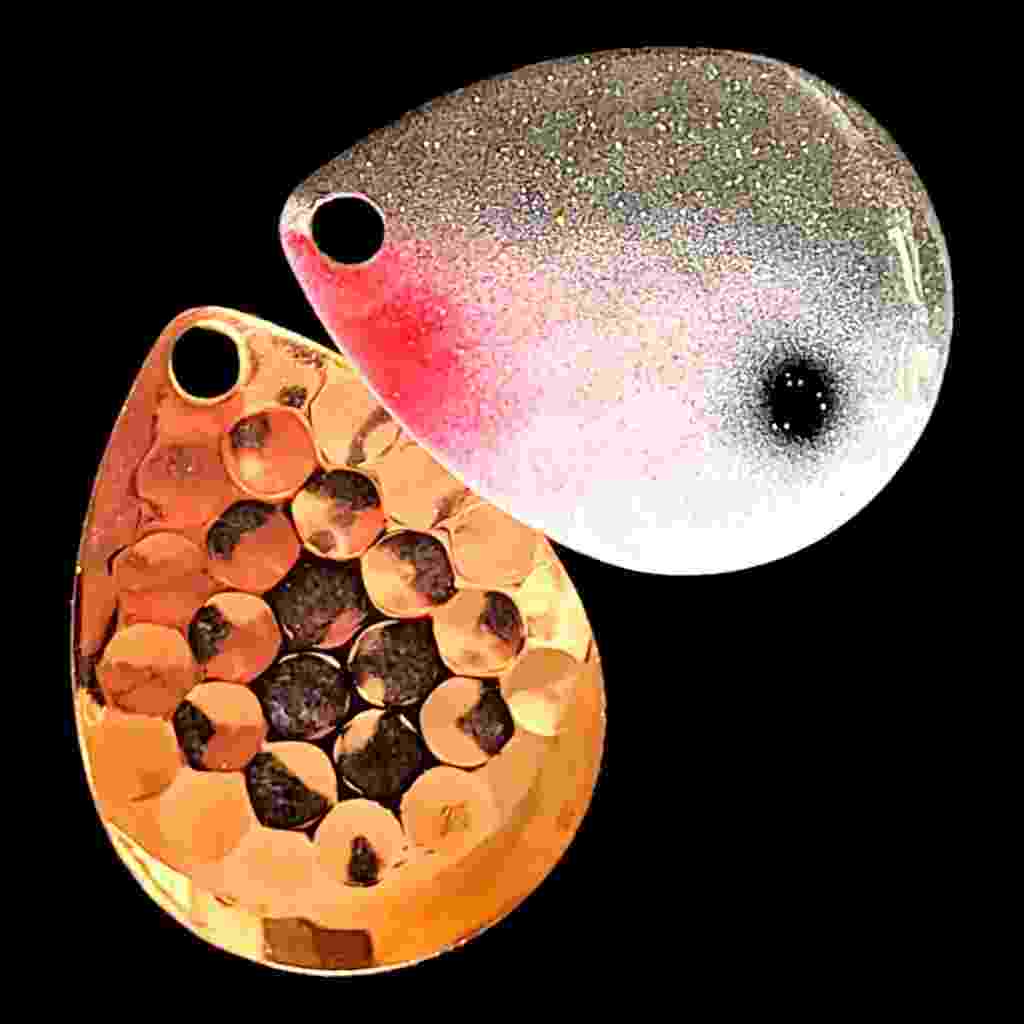 Bago Lures Shad Deep Cup Colorado Blade with copper back.