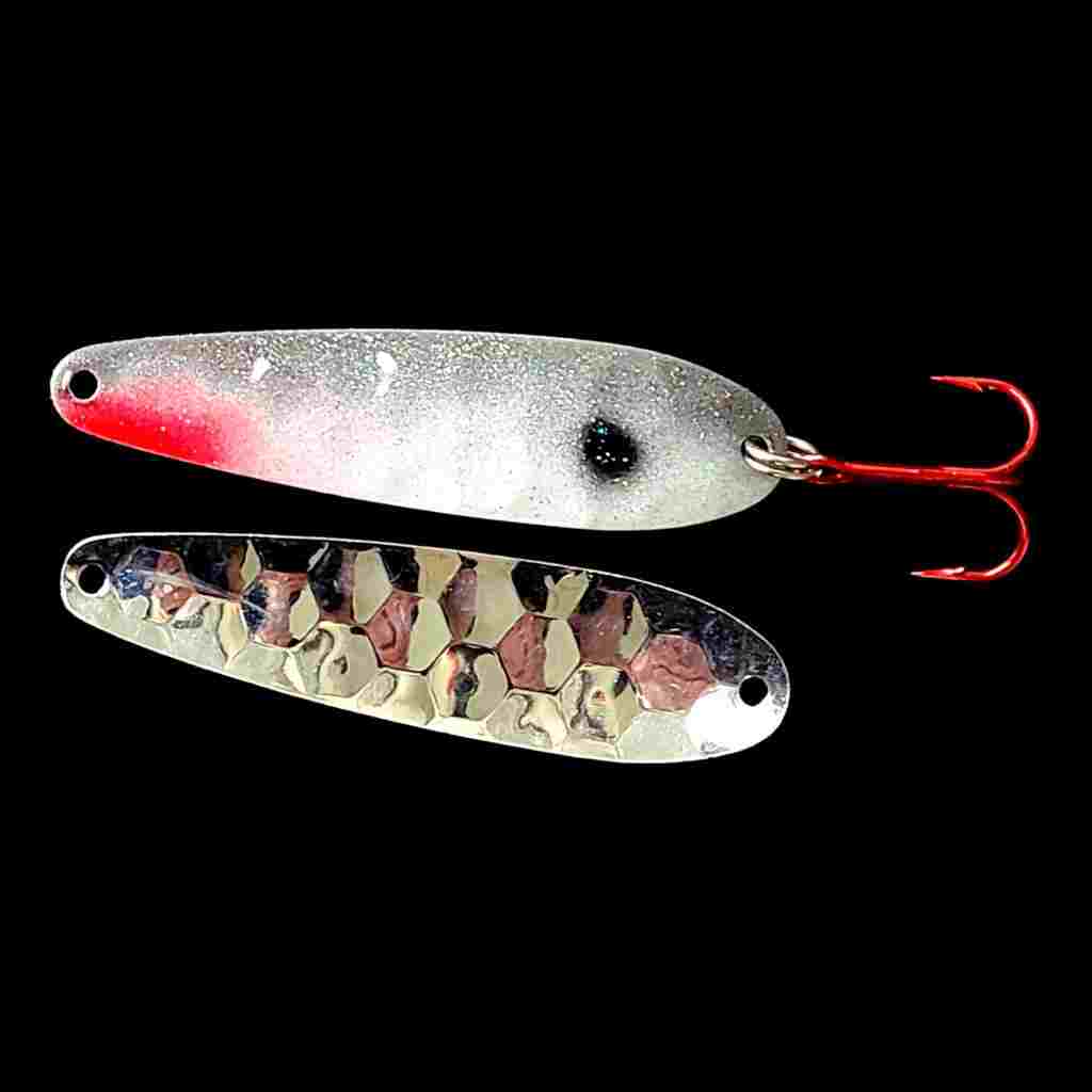 Bago Lures Shad Flutter Spoon with silver back.