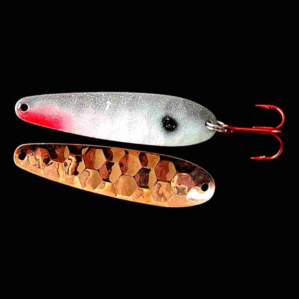 Bago Lures Shad Flutter Spoon with copper back.