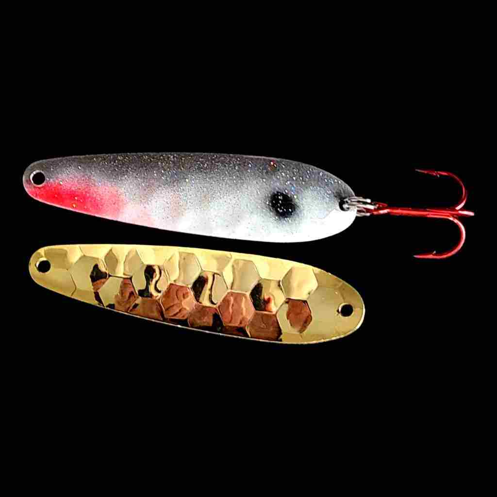 Bago Lures Shad Flutter Spoon with gold back.