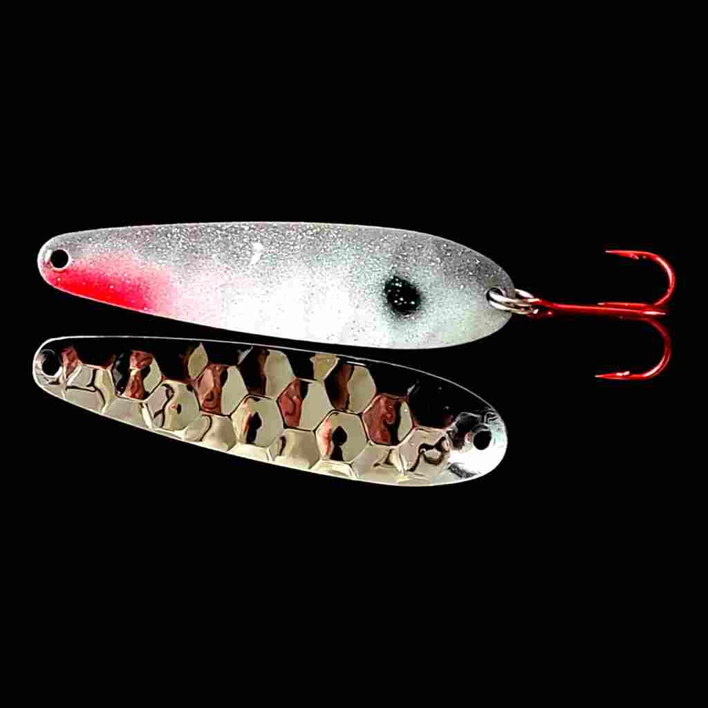 Bago Lures Shad Flutter Spoon with nickel back.