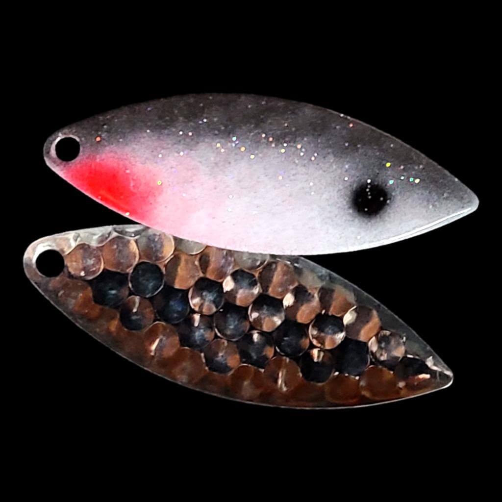 Bago Lures Shad Willowleaf Spinner Blade with silver back.