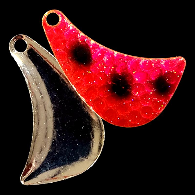 Bago Lures Shrimp Walleye Whisperer Hatchet Spinner Blade with nickel back.