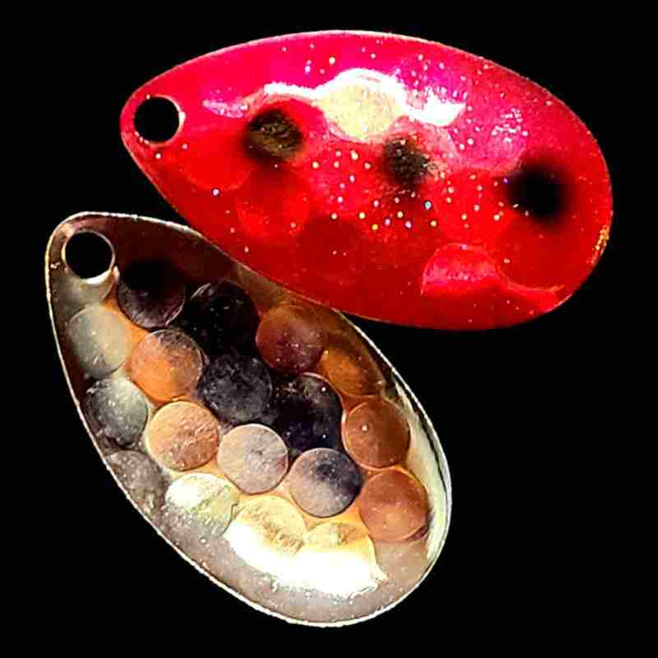 Bago Lures Shrimp Indiana Spinner Blade with silver back.