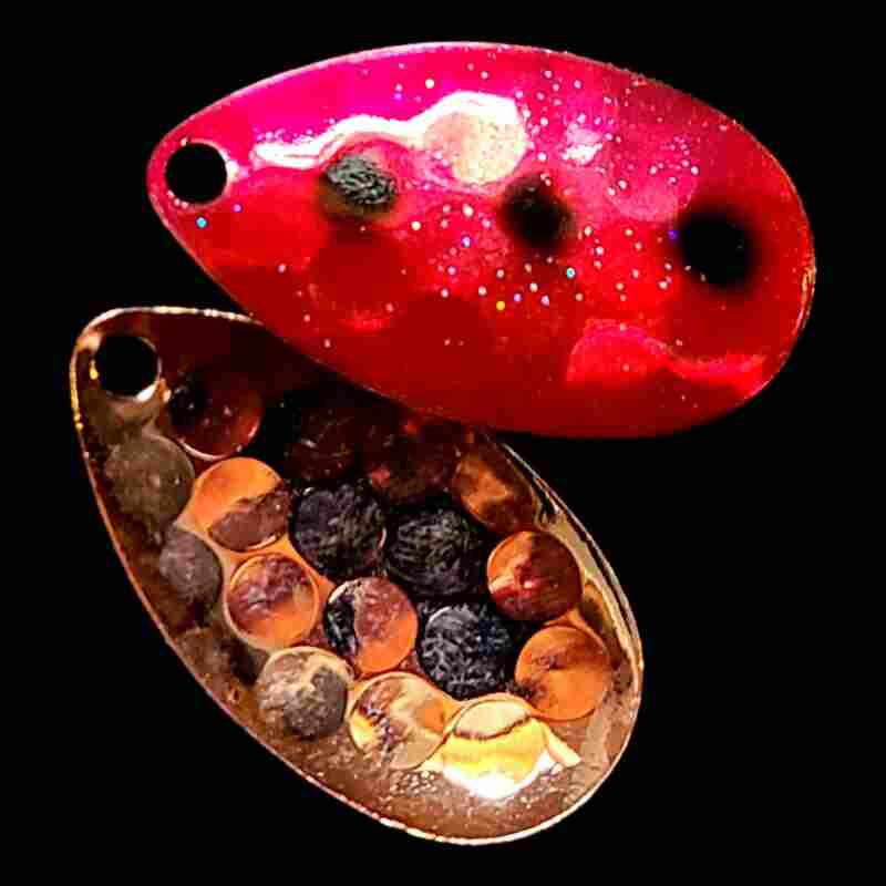 Bago Lures Shrimp Indiana Spinner Blade with copper back.