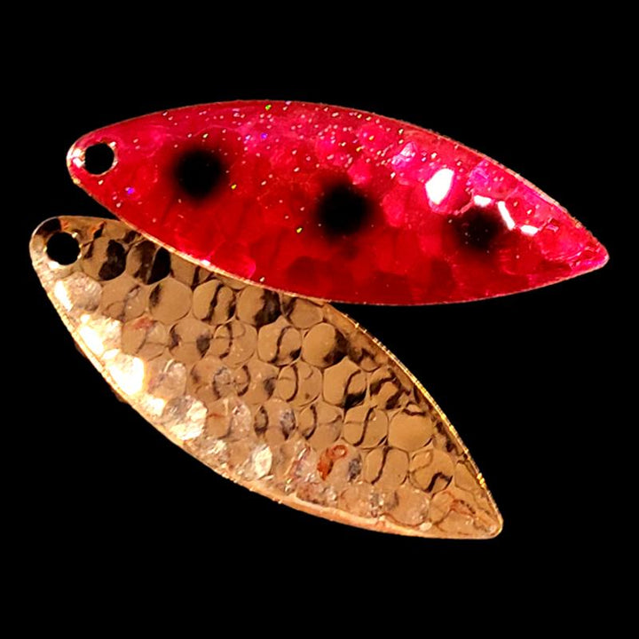 Bago Lures Shrimp Walleye Whisperer Willowleaf Blade with copper back.