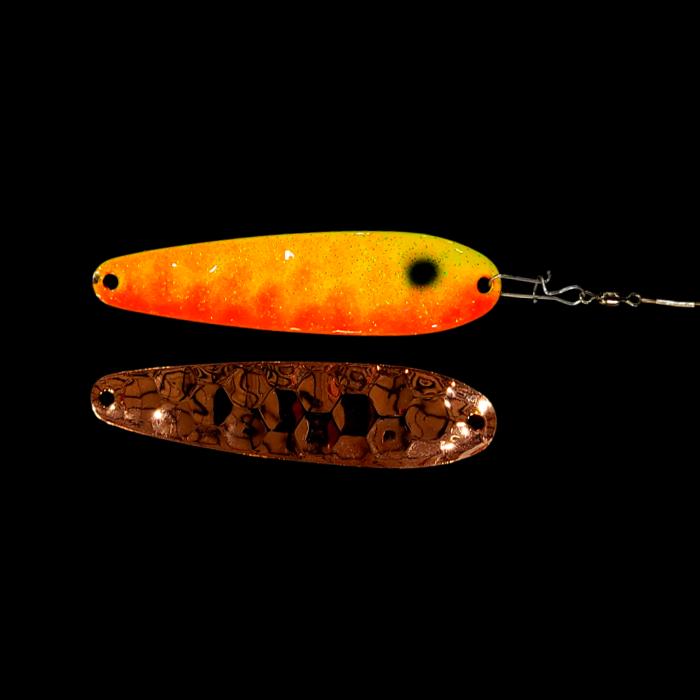 Sunrise Crawler Dancer Spoon Harness with copper back.