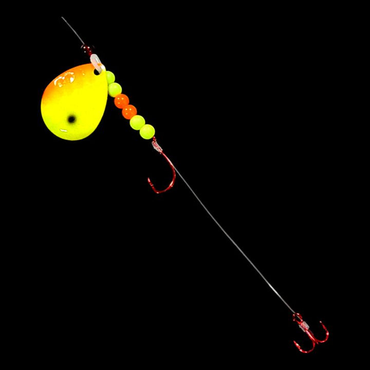 Bago Lures Sunrise Walleye Whisperer Crawler Harness with treble hook.
