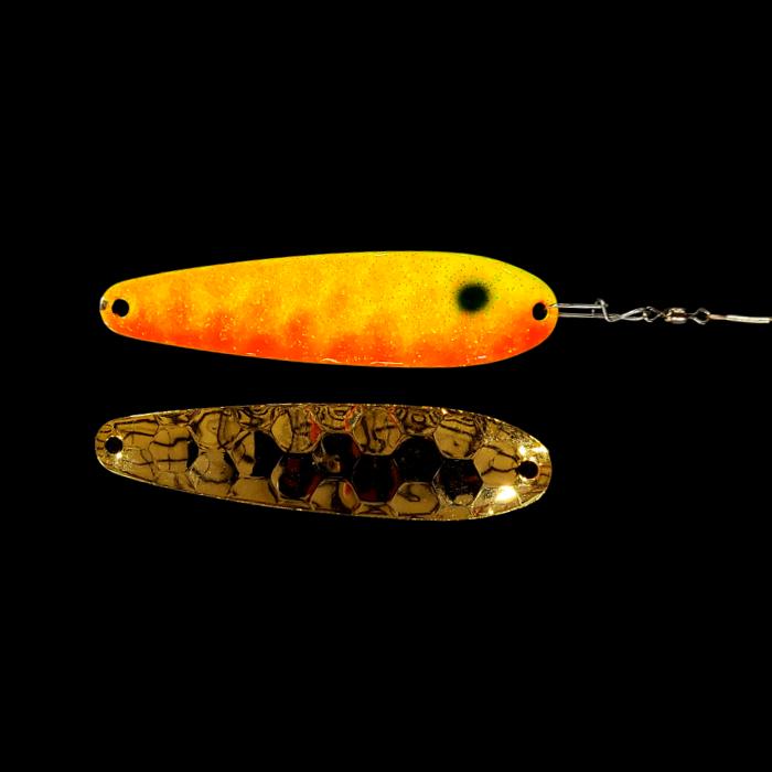 Sunrise Crawler Dancer Spoon Harness with gold back.